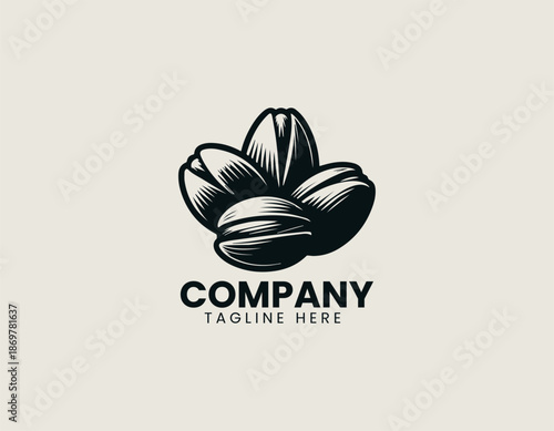 pistachio nuts black vector logo illustration