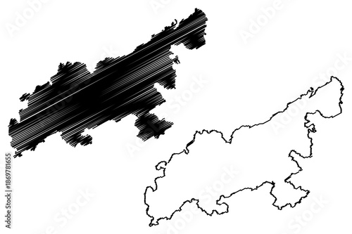 Lantau island (Hong Kong Special Administrative Region of the People's Republic of China, HKSAR) map vector illustration, scribble sketch Lantao or Lan Tao map