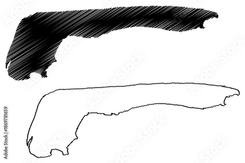 Langeoog island (Federal Republic of Germany, East Frisian Islands) map vector illustration, scribble sketch Langeoog map