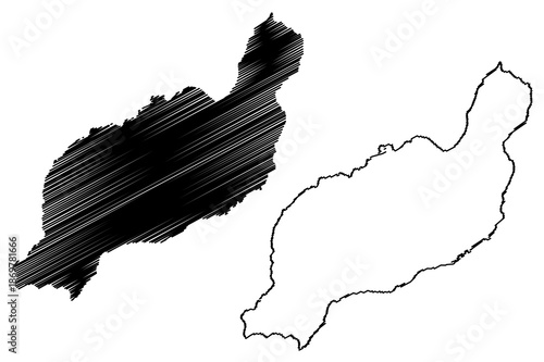 Lanzarote island (Kingdom of Spain, Canary Islands) map vector illustration, scribble sketch Lanzarote map