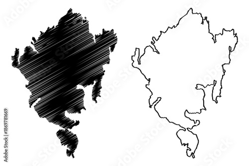 Larsmo island (Republic of Finland) map vector illustration, scribble sketch Luoto map