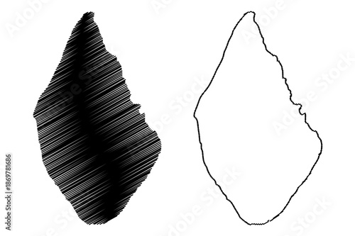 Laukoya island (Kingdom of Norway) map vector illustration, scribble sketch Unna Artnas map