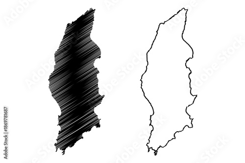 Laut island (Republic of Indonesia, South East Asia) map vector illustration, scribble sketch Laut map