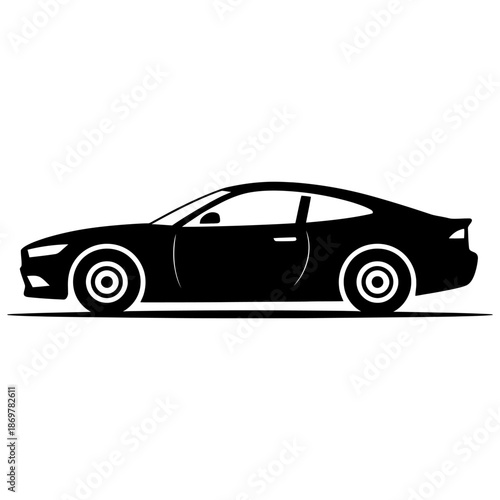 Hand drawn modern car icon Silhouette vector style on white background
