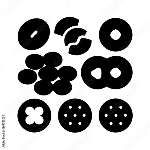 A diverse collection of snack and dessert outlines for bakery and food-related designs