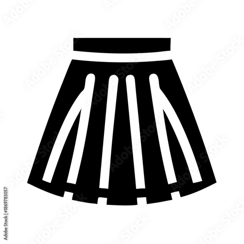Minimalist black and white pleated skirt icon for fashion and clothing design