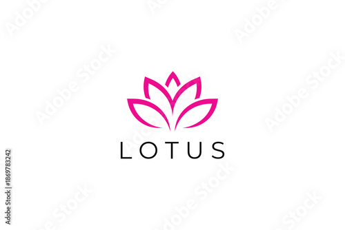 Elegant Pink Lotus Icon Logo for Spa, Yoga and Meditation Brands