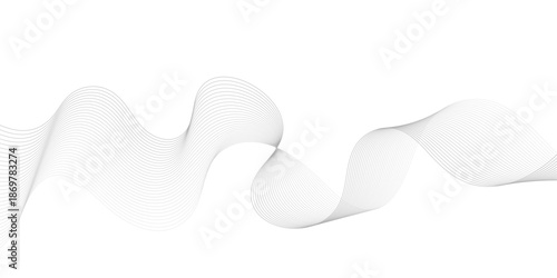 gray wave curve lines abstract background with flowing particles. Abstract beautiful holographic fluid wave liquid background. Wave lines created using blend tool. Digital frequency  illustration.