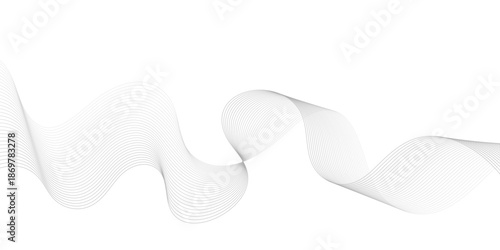 gray wave curve lines abstract background with flowing particles. Abstract beautiful holographic fluid wave liquid background. Wave lines created using blend tool. Digital frequency  illustration.