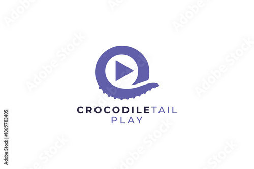 Crocodile tail play logo with play button