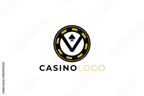 Letter V Casino Logo Design for Gambling, Gaming and Entertainment Brand Identity