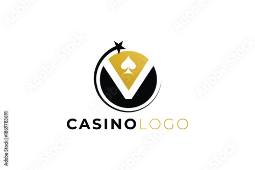 Letter V Casino Logo Design for Gambling, Gaming and Entertainment Brand Identity