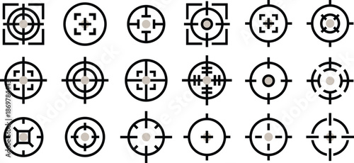 Bullseye, Aim, Target Large Icon Pack Editable Vector Illustrations for UI UX and App Design