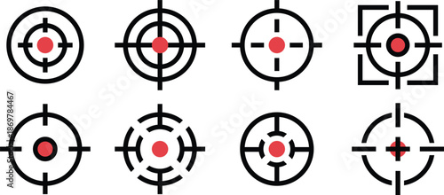 Icon Pack bullseye, arrow, centerpoint, target Editable Vector Illustrations for UI UX and App Design