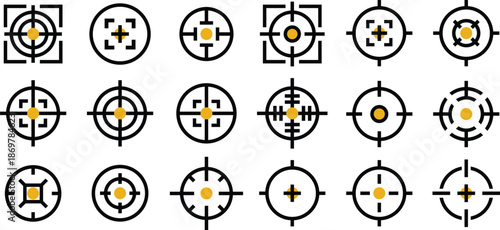 Bullseye, Aim, Target Collections Icon Pack Editable Vector Illustrations for UI UX and App Design