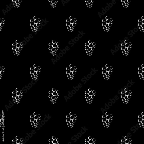 Silhouette icon grapes seamless pattern isolated on black background