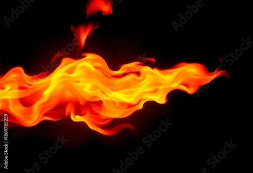 Intense orange and yellow flames burning against a dark background,  abstract,  hot