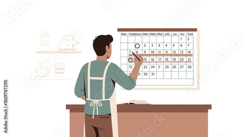 Man Marking Calendar Date, Planning Schedule, Appointment Booking, Time Management
