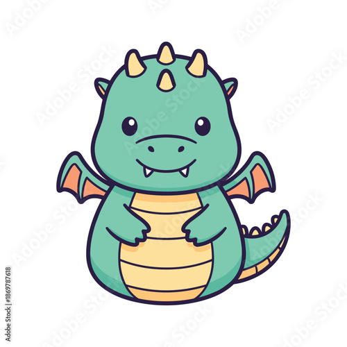 Adorable Cartoon Dragon Illustration