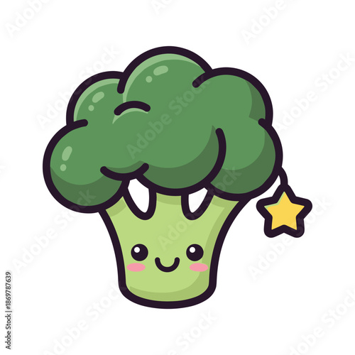 Cute Cartoon Broccoli Character Illustration