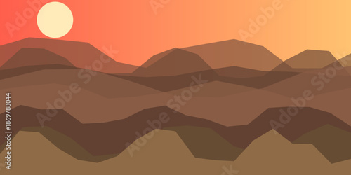 Sunset over mountain range