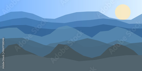 Serene mountain sunset