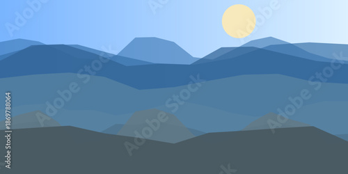 Serene mountain sunset