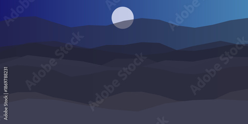 Moonlit mountain landscape