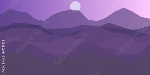 Serene sunset over purple mountains