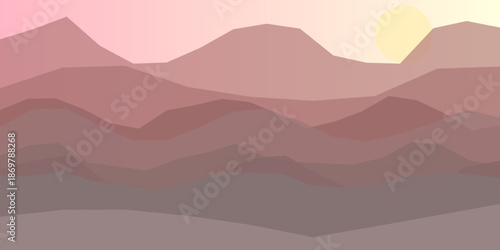 Serene sunset over mountains