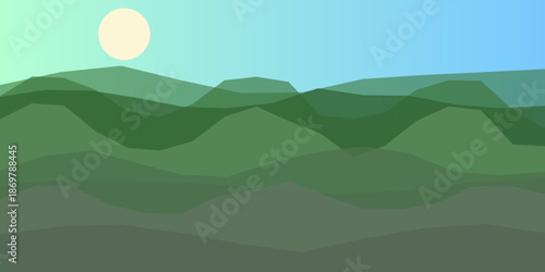 Serene mountain landscape under moonlight