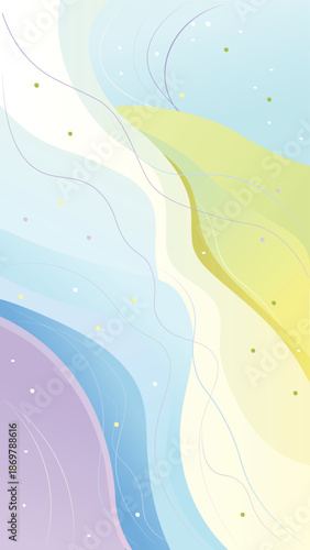 Abstract Liquid Gradient Background with Lines and Dots, Vertical Spring Color Palette