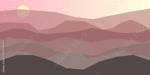 Sunset over mountain range