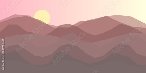 Sunset over mountain range