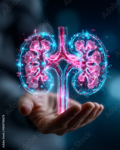 Wallpaper Mural Doctor holding holographic human kidneys and human brain Torontodigital.ca