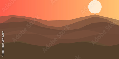 Sunset over mountain range