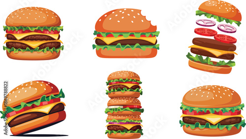 pop art burger symbol flat vector illustration