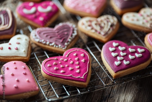 Festive Heart Cookies with Icing Glaze for Valentine Celebration