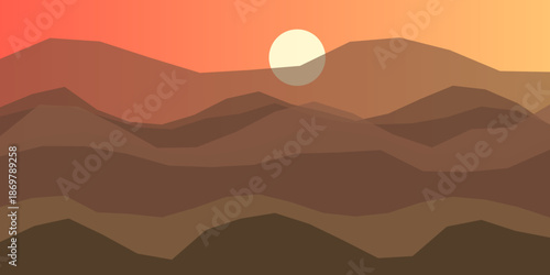 Sunset over mountain range