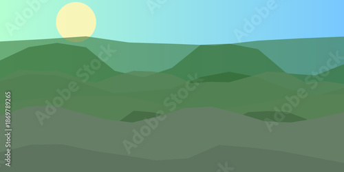 Sunset over rolling hills