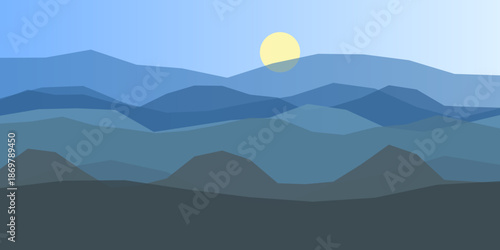 Serene mountain sunset