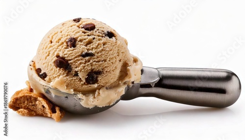 Creamy Cookies and Cream Ice Cream Scoop – Isolated on Transparent or White Background