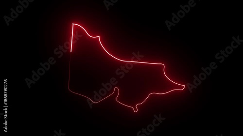  This video neon glowing Victoria map animated. Glowing neon Victoria map, black Background Effect 4K Video.
