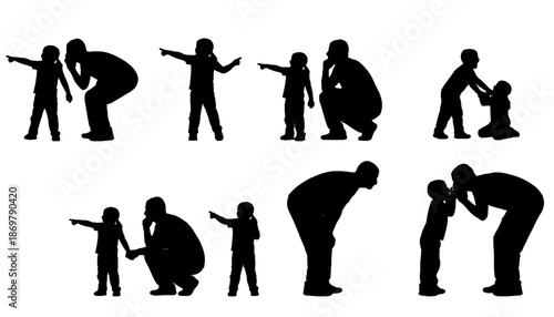 Child Pointing Parent Listening Silhouette