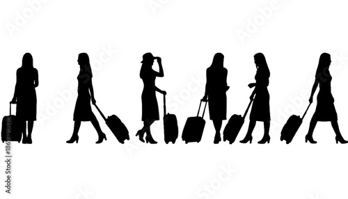 Woman With Luggage Tourist Silhouette