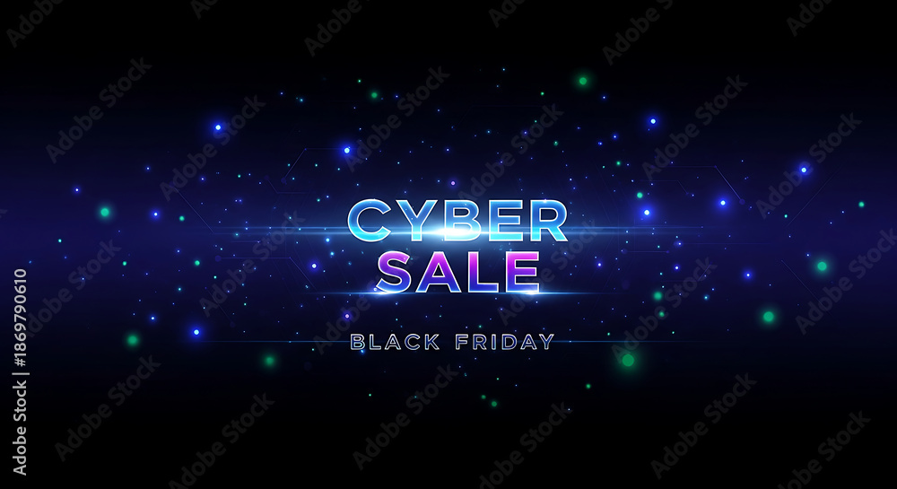 Obraz premium A Dynamic and Futuristic Cyber Sale Black Friday Promotional Banner with Digital Elements