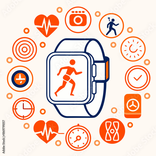 Smartwatch tracking fitness and health metrics on modern device