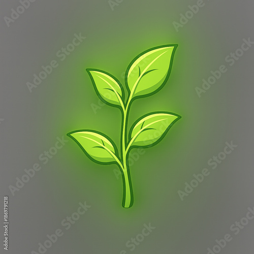 Vibrant green sprout symbolizing growth and renewal with glowing neon outline
