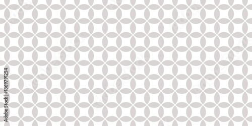 Vector geometric seamless pattern with bold rounded shapes, circle grid, round mesh, lattice. Simple abstract minimal background. Subtle gray and white ornament texture. Repeating minimalist design