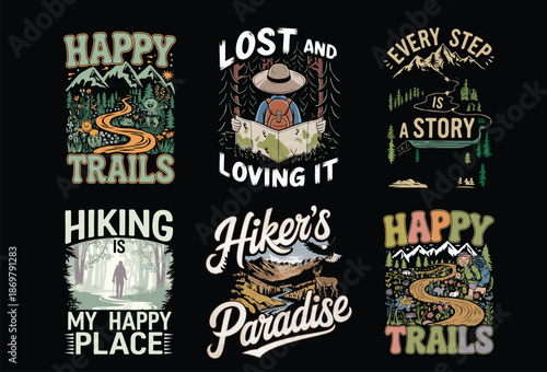 Hiking t shirt design bundle